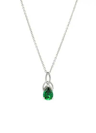 Sterling Silver Trinity Knot Pendant with Green Stone